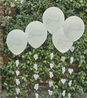 Team Bride Luftballons mit floralen Tasseln - 5 Stück