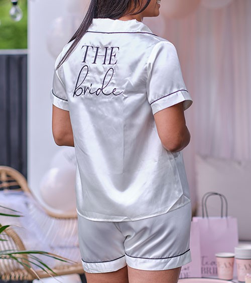 Satin-Pyjama "The Bride" - weiß