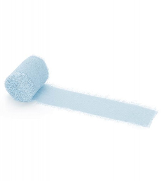 Chiffon-Band - hellblau - 4 cm x 5 m - 3 Stück