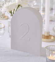 Tischnummern mit Prägung 1-12 - weiß
