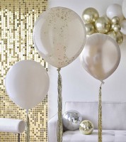 Ballon-Set mit goldenen Tasseln - gold, natur, taupe - 45 cm